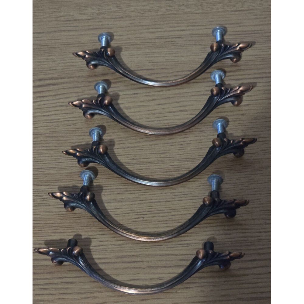 Vintage Cabinet Drawer Pulls Handles Lot 0f 5 Hardware Screws‎ Copper Bronze